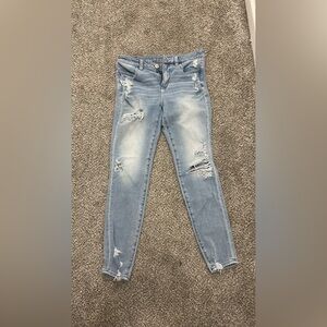 American Eagle Outfitters Light Blue Ripped Skinny Jeans